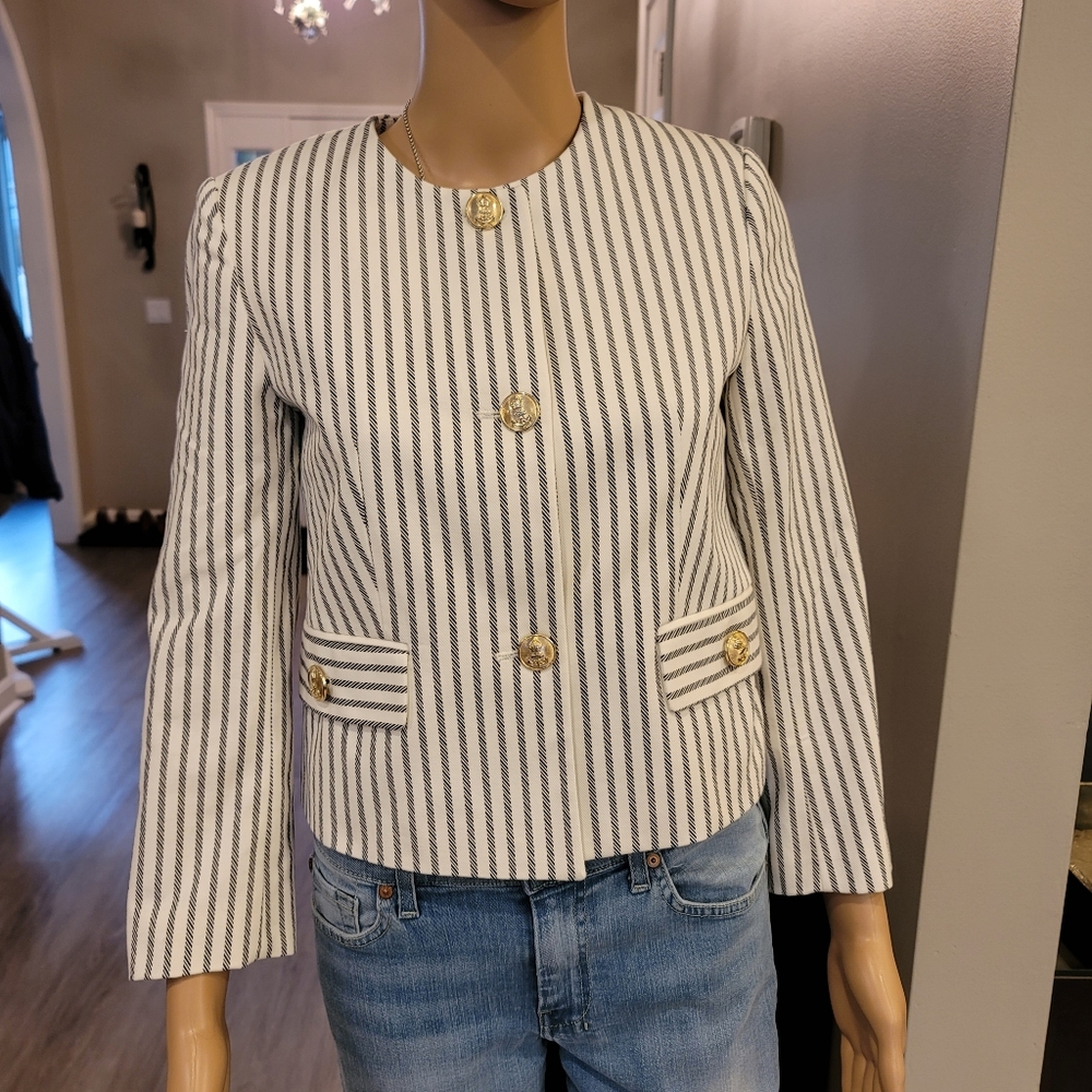 Zara Summer Striped Nautical Blazer Jacket NWOT